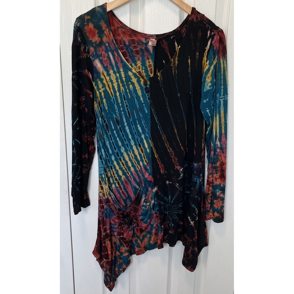 Kathmandu Imports S/M Tye Dye Festival Asymmetrical Tunic Front Pocket Soft